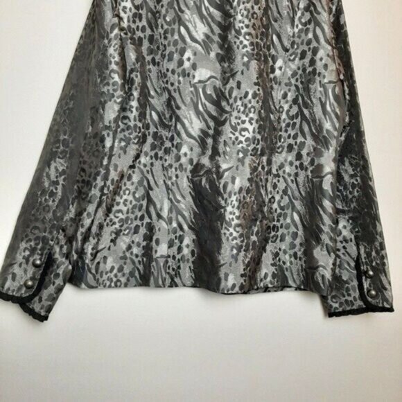 COLDWATER CREEK / Blazer Jacket Button Front Black & Grey Abstract Sz L - Picture 11 of 14